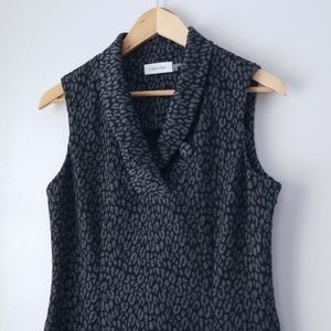 Calvin Klein size 10 blk gray leopard print dress